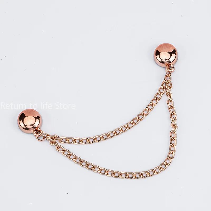 Multi-Function Magnetic Clothing Clip with Chain Metal Buttons Clip Clothes Scarf Trouser Legs Cuff Fixing Magnet Pin