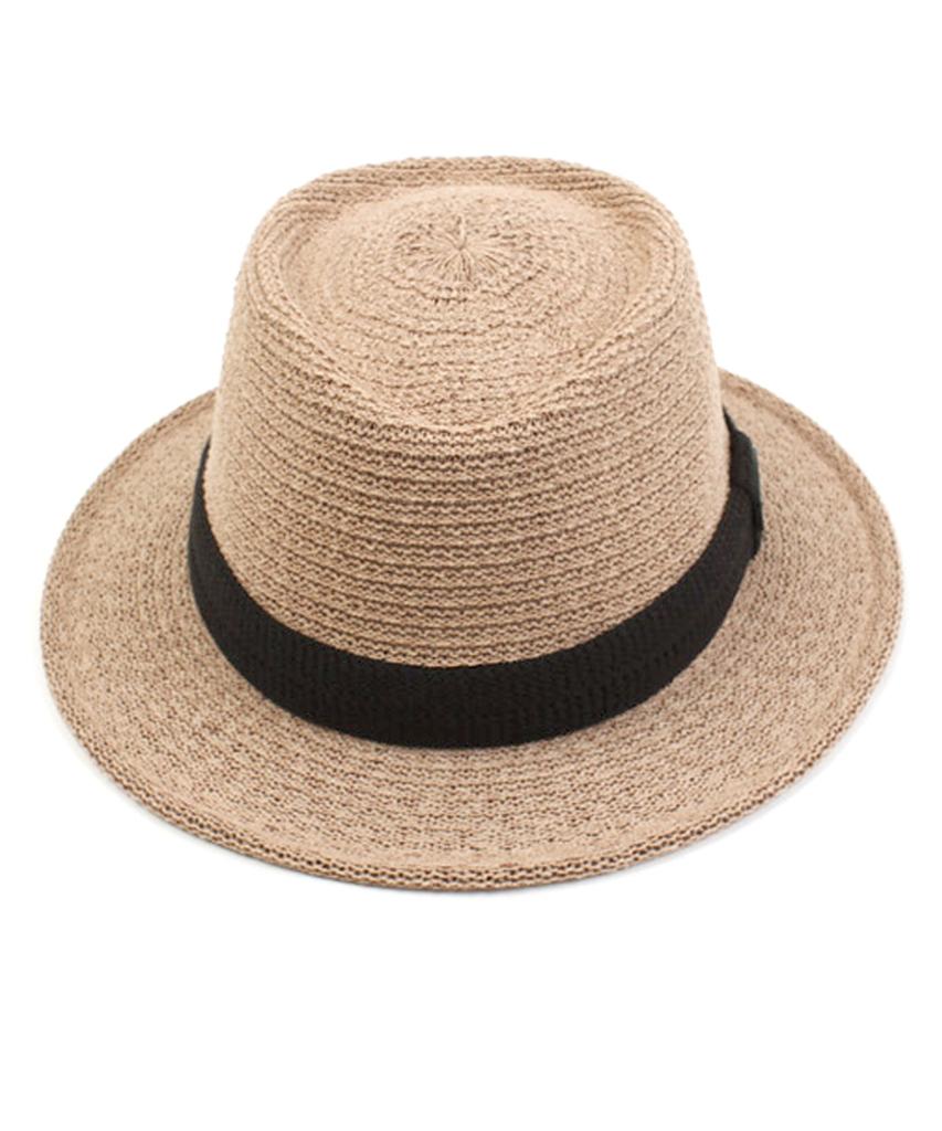 Yunibeosyeolkemiseuteuli Beige Short Knit Fedora Summer Fedora