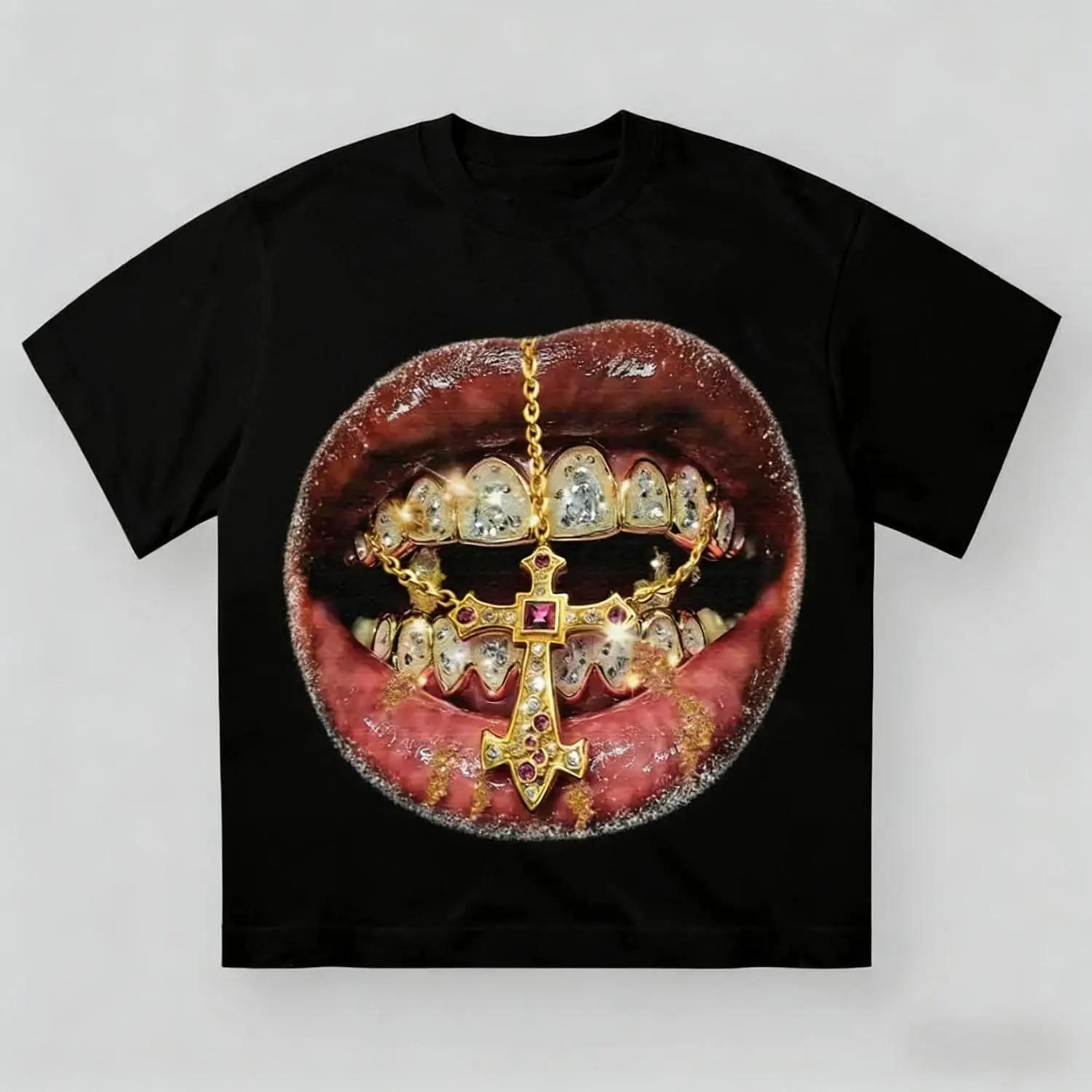 Cotton Crewneck Short Sleeve Casual Streetwear T-Shirt L