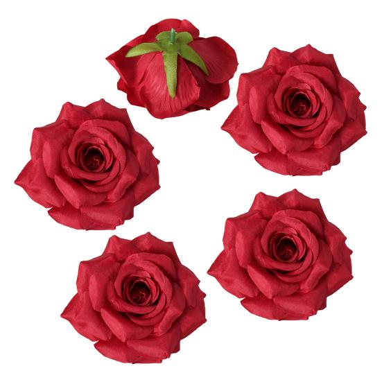 5 Stück Künstliche Rosenblütenköpfe Realistische Falsche Seidenrosenköpfe für Zuhause DIY Blumenwand Hochzeitsparty Geburtstag Babyparty Dekoration