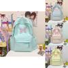 Butterfly Pattern Lightweight Nylon Backpack For Middle School Girls With Spacious Compartments For Daily Use