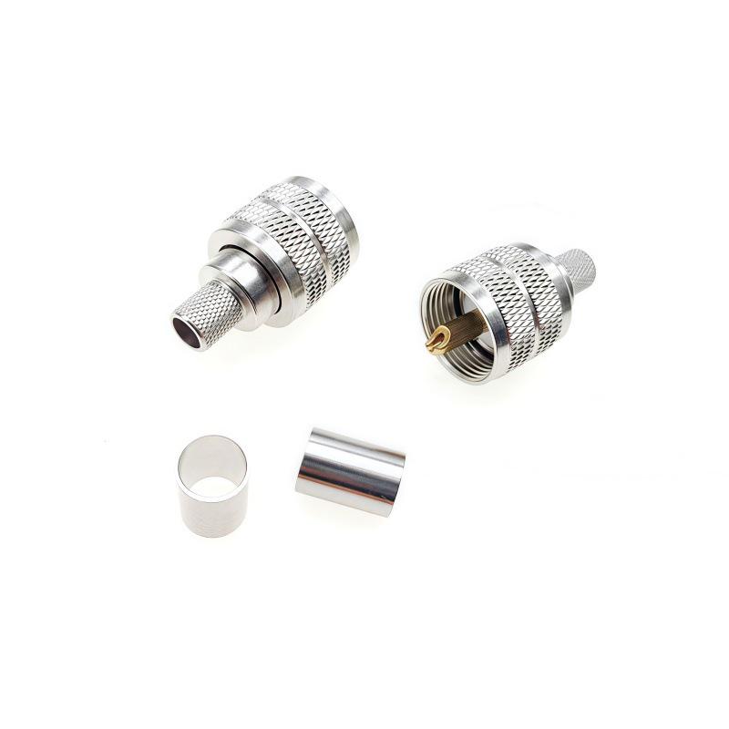 All-Copper SL16-JC UHF Male Connector, Gold-Plated Pin, 50 Ohm, Solder/Crimp, 50-5