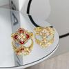The Same Medieval Vintage Light Luxury Enamel Ring Women'S Four-Leaf Clover Temperament Fashion Niche Ring Tide