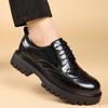 Fashion Men Formal Business Thick Soled Lace-up Oxford Brogues Shoes Luxury Men's Dress Shoes Male Casual Leather Wedding Party Loafers