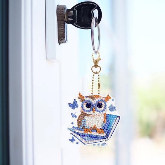 6Pcs Diamond Painting Keychain Cartoon Double Sided Diamond Painting Handmade Gift DIY Lovers Backpacks Walls Windows Decoration