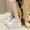 Women Spring Thick Bottom Genuine Leather Sneakers Chunky Breathable Casual Dad Shoes Female High Platform White Sport Shoes 8CM