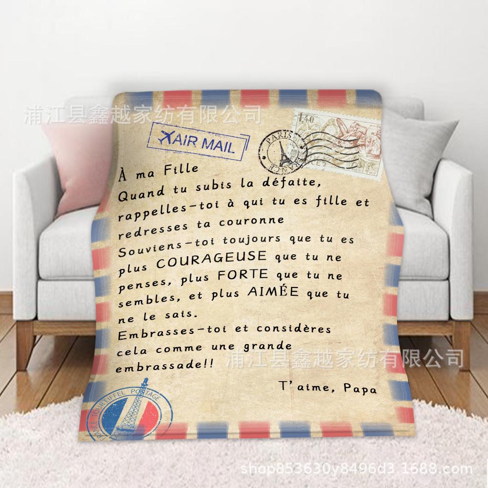 A mia Figlia Lettere Francesi Coperta in Flanella a Mia Figlia Figlio Regalo Coperta Calda per Letto Divano Divano Regalo di Compleanno Decorazione Casa
