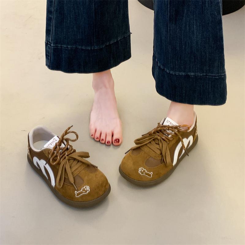Retro double lace-up niche trendy flat-bottomed comfortable casual shoes autumn new commuting versatile