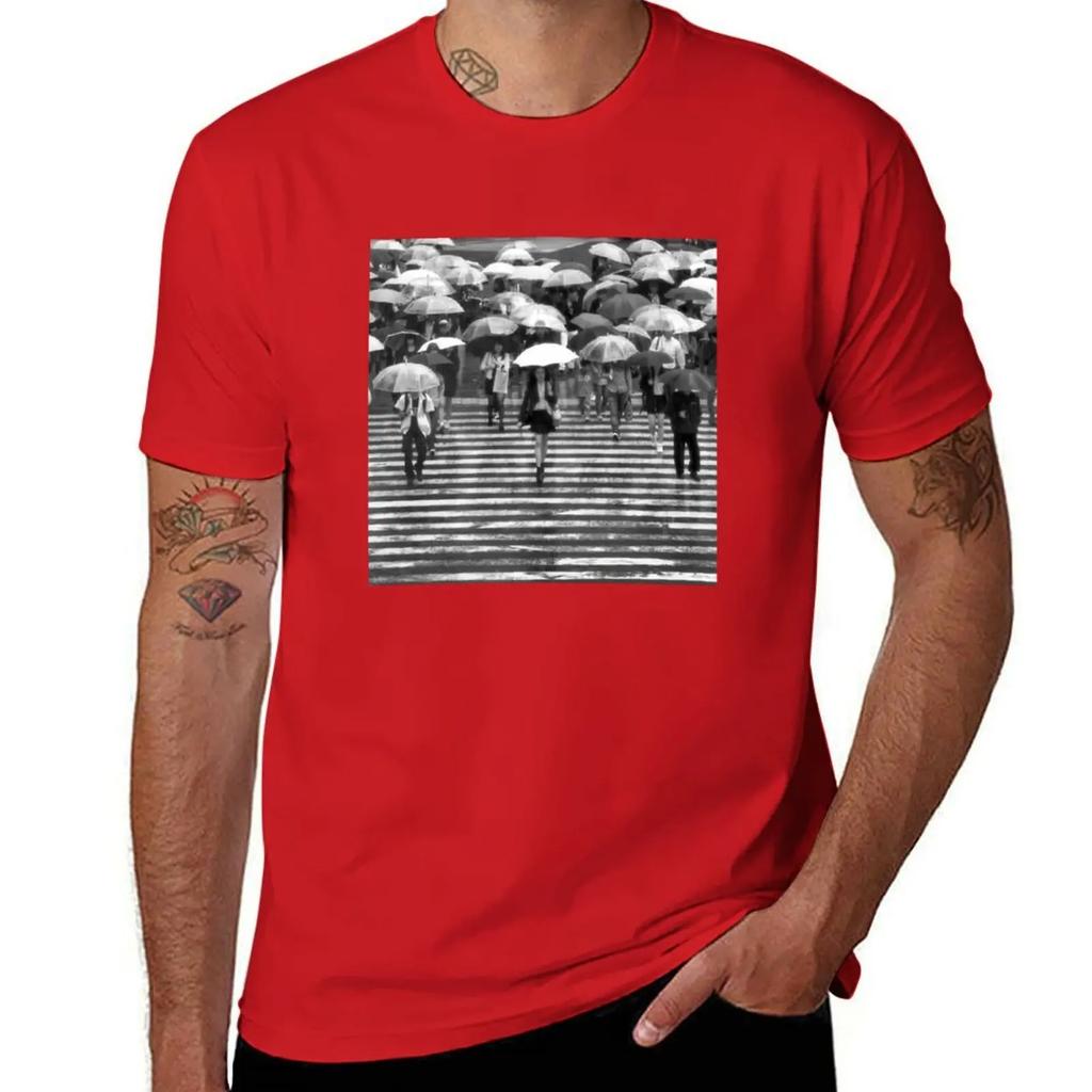 Rainy Day Shibuya TShirt anime tshirt graphic t shirts Short sleeve tee plain black t shirts men