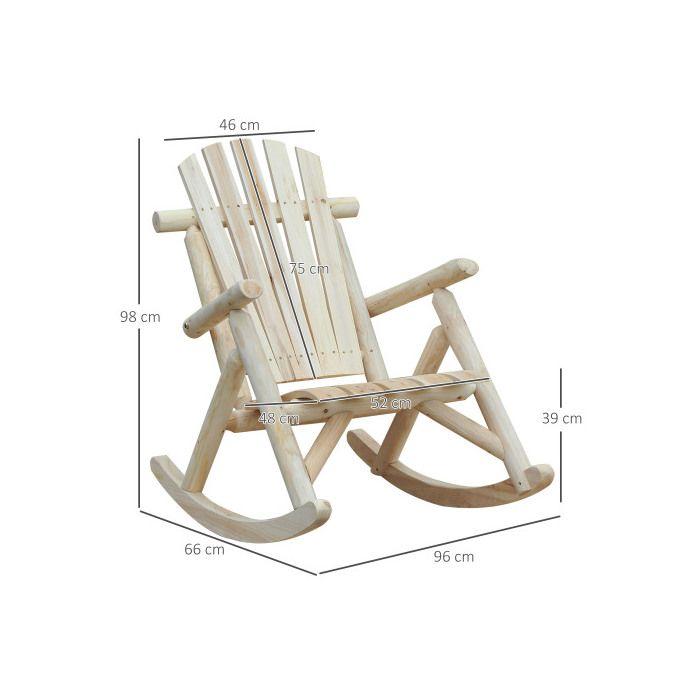 Fauteuil à bascule Outsunny Fauteuil à bascule de jardin Relax en bois de sapin naturel