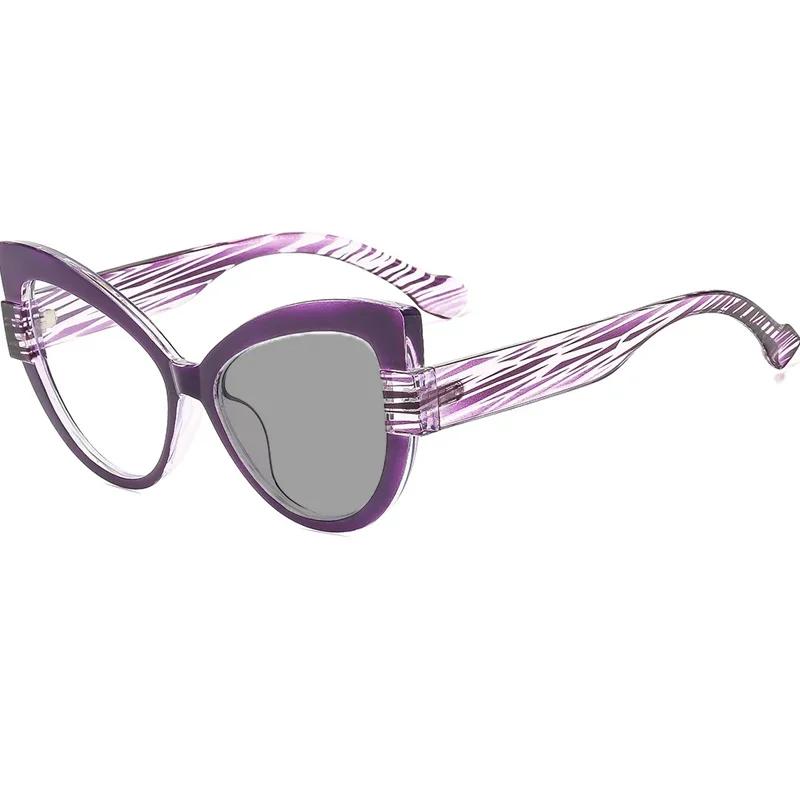 Retro Large Frame Cat Eye Photochromic Myopia Glasses Gradient Frame Premium Sense Reading Glasses UV Protection Glasses Woman