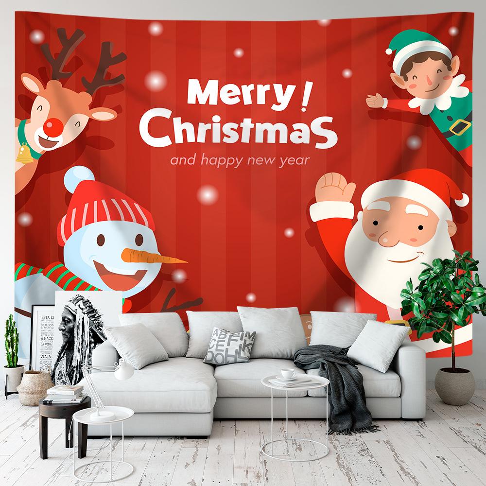 Cartoon Tapestry Christmas Wall Hanging Background Cloth Room Party Decoration