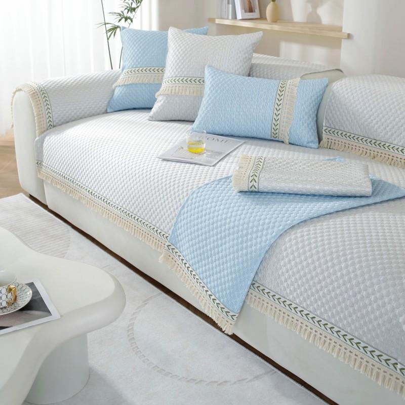 Cool Doudou Tassel Sofa Cushion Non-slip Summer Ice Silk Cushion Simple Modern Summer Mat Sofa Cover Cover Cloth Towel