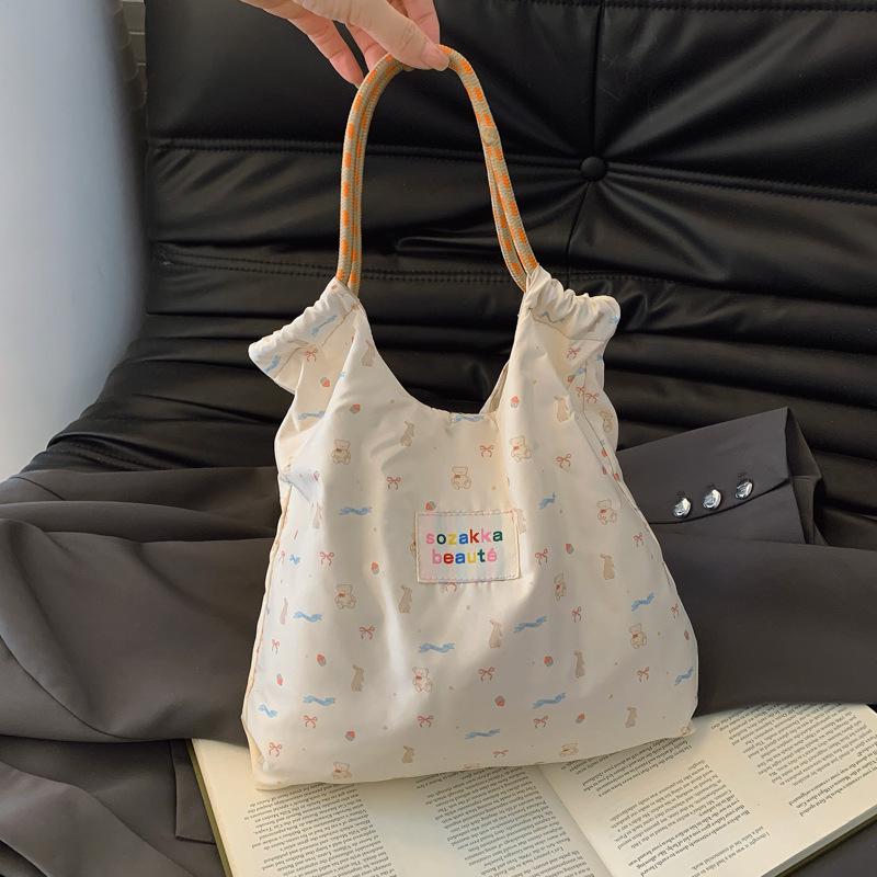 Korean Embossed Cartoon Canvas Tote Bag - Large Capacity Handbag for Women (2025)