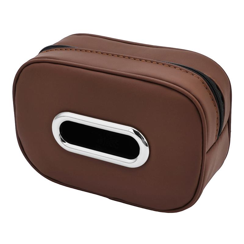 Car Tissue Box Holder Nappa Leather Car Center Console Armrest Napkin Box Sun Visor Backseat Tissue Case With Fix Strap