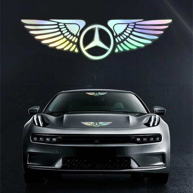 GZB4 Car Logo Angel Wings Decoration 3D Reflective Waterproof Sticker for Mercedes Benz W212 W204 W211W168 W213 W205 W210 W108 W124