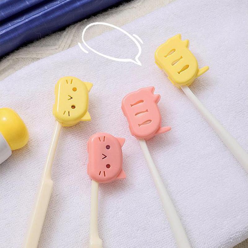 4Pcs Cat Shape Travel Toothbrush Head Covers Toothbrush Protector Cap Case Protective Portable Plastic Clip For Household Travel