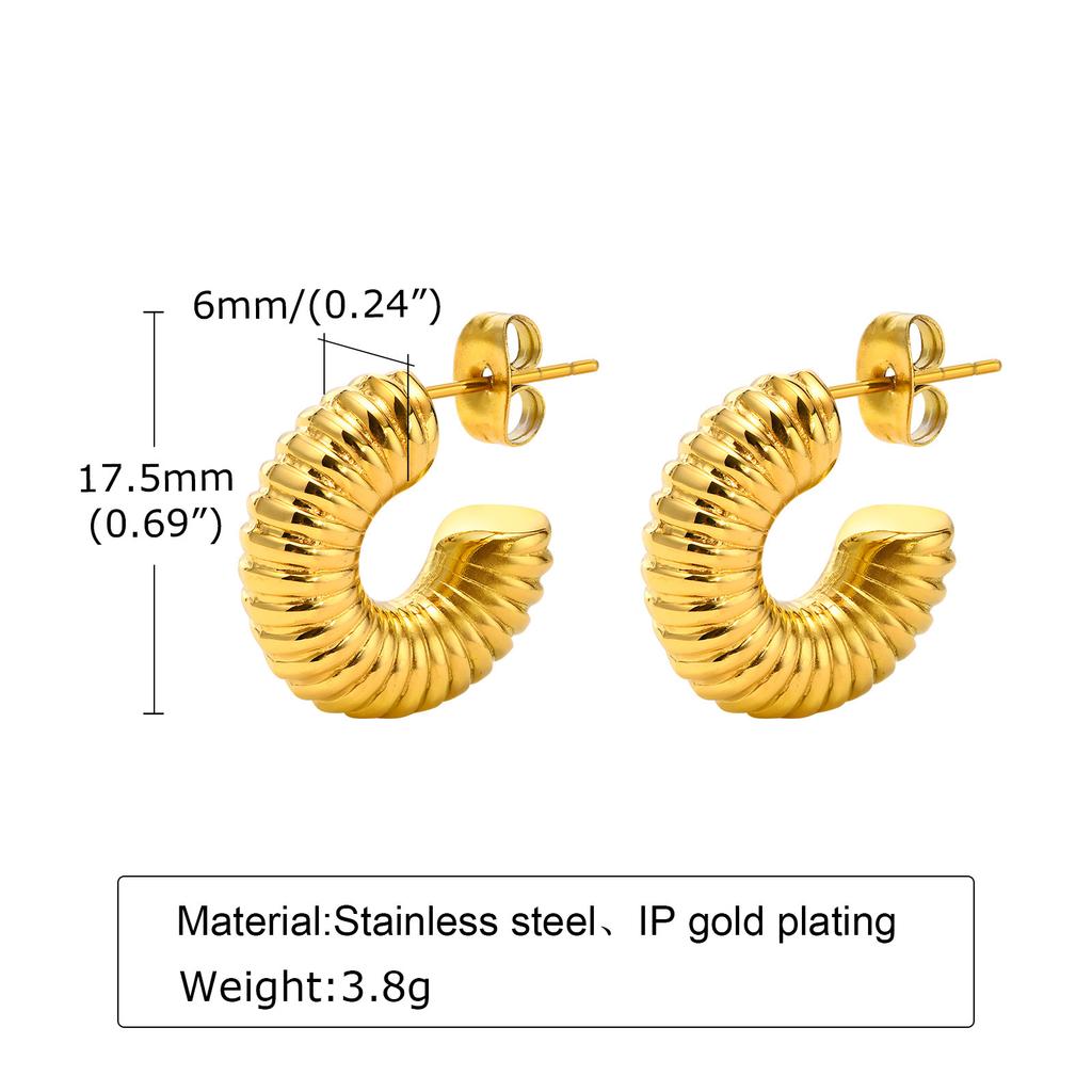 Stainless steel women's earrings, high-end sense C-shaped simple meniscus geometric earrings, exaggerated hollow gold jewelry