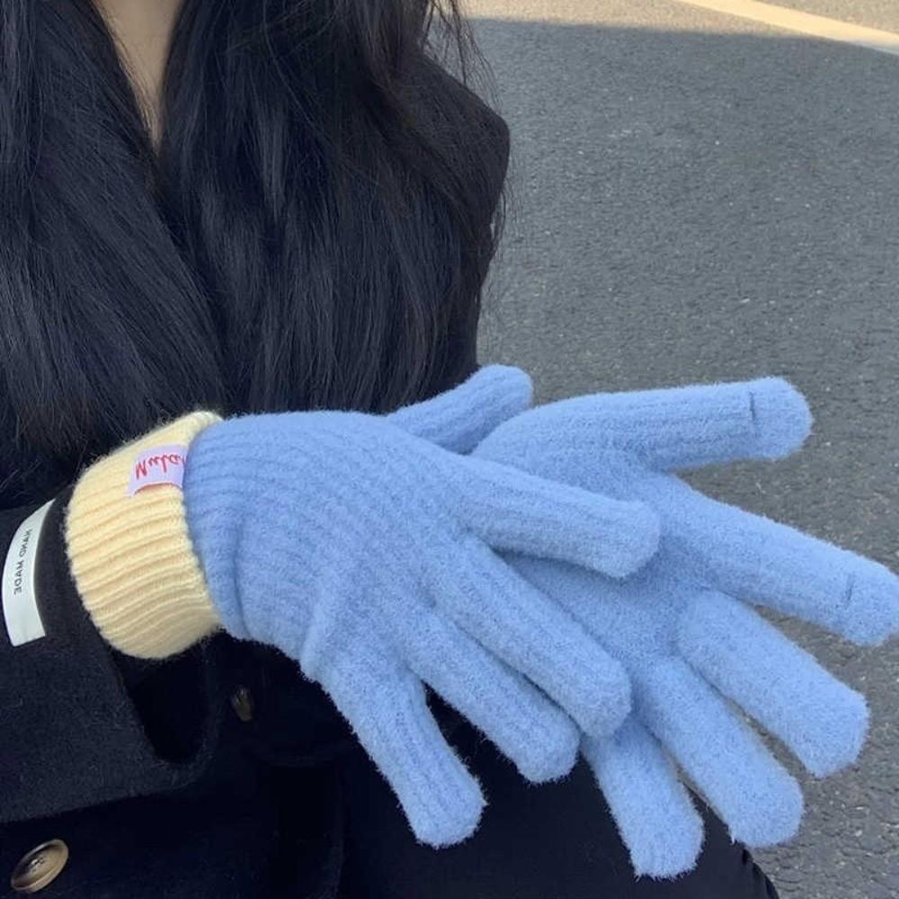 Windproof Touch-screen Gloves Keep Warm Stretch Knit Mittens Fashion Knitted Gloves Women