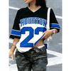 Women's NO.22 Houston Print V-Neck Short Sleeve T-Shirt Summer Graphic Tee Hole Mesh Jerseys Plus Size Sport T-Shirt