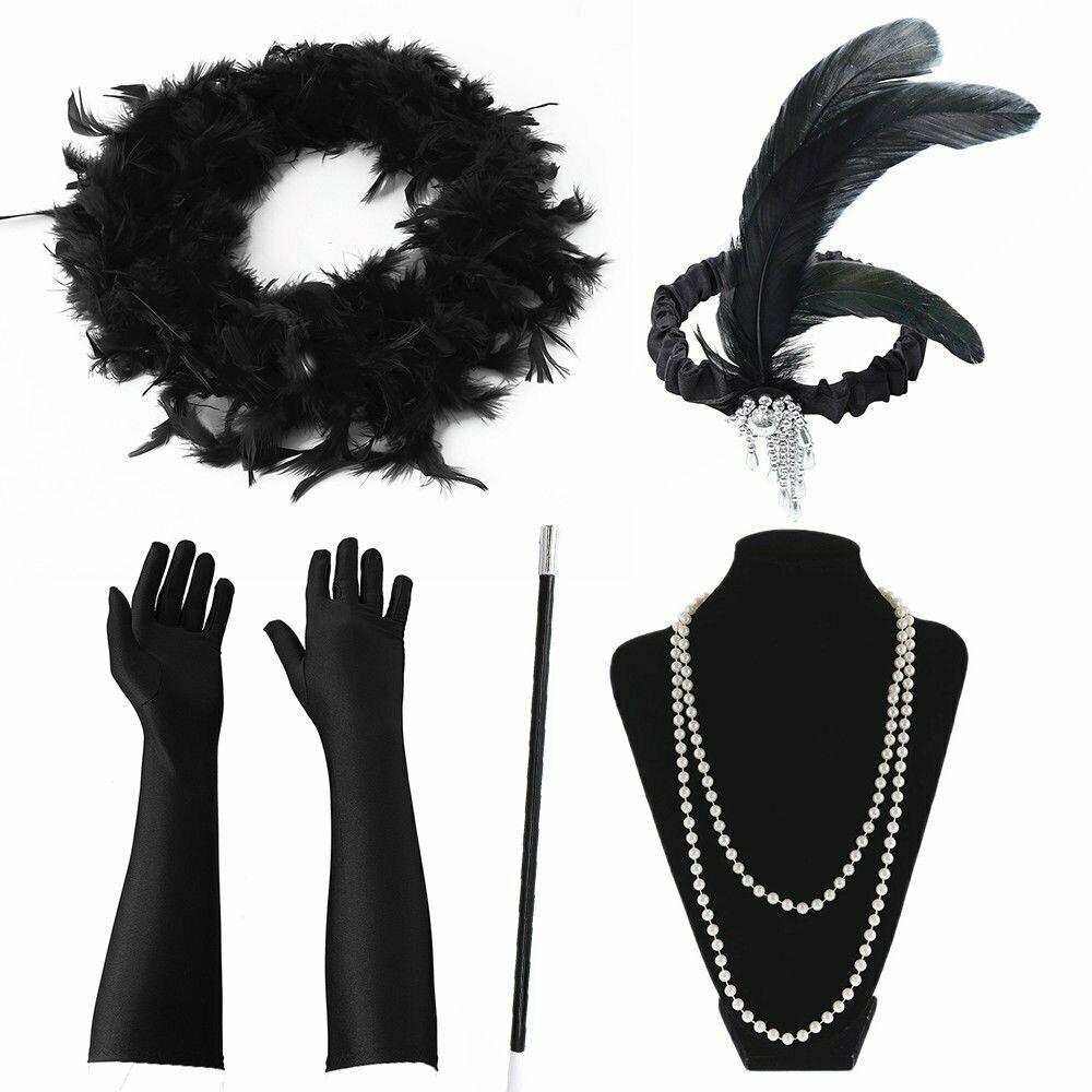 Bandeau à Plumes Noires Strass Années 1920 - Accessoire Cheveux Gatsby, Bal, Halloween, Fête - Taille Unique