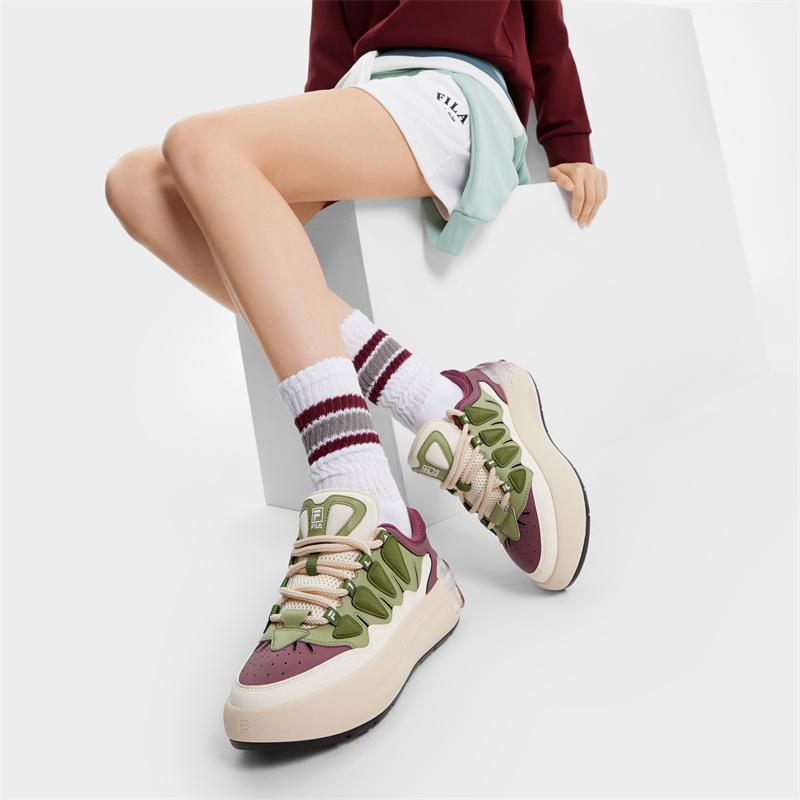 Fila Carrot 2 Comfortable Versatile Durable Low-Top Skate Shoes Women Sneaker White Purple F12W431212FNA