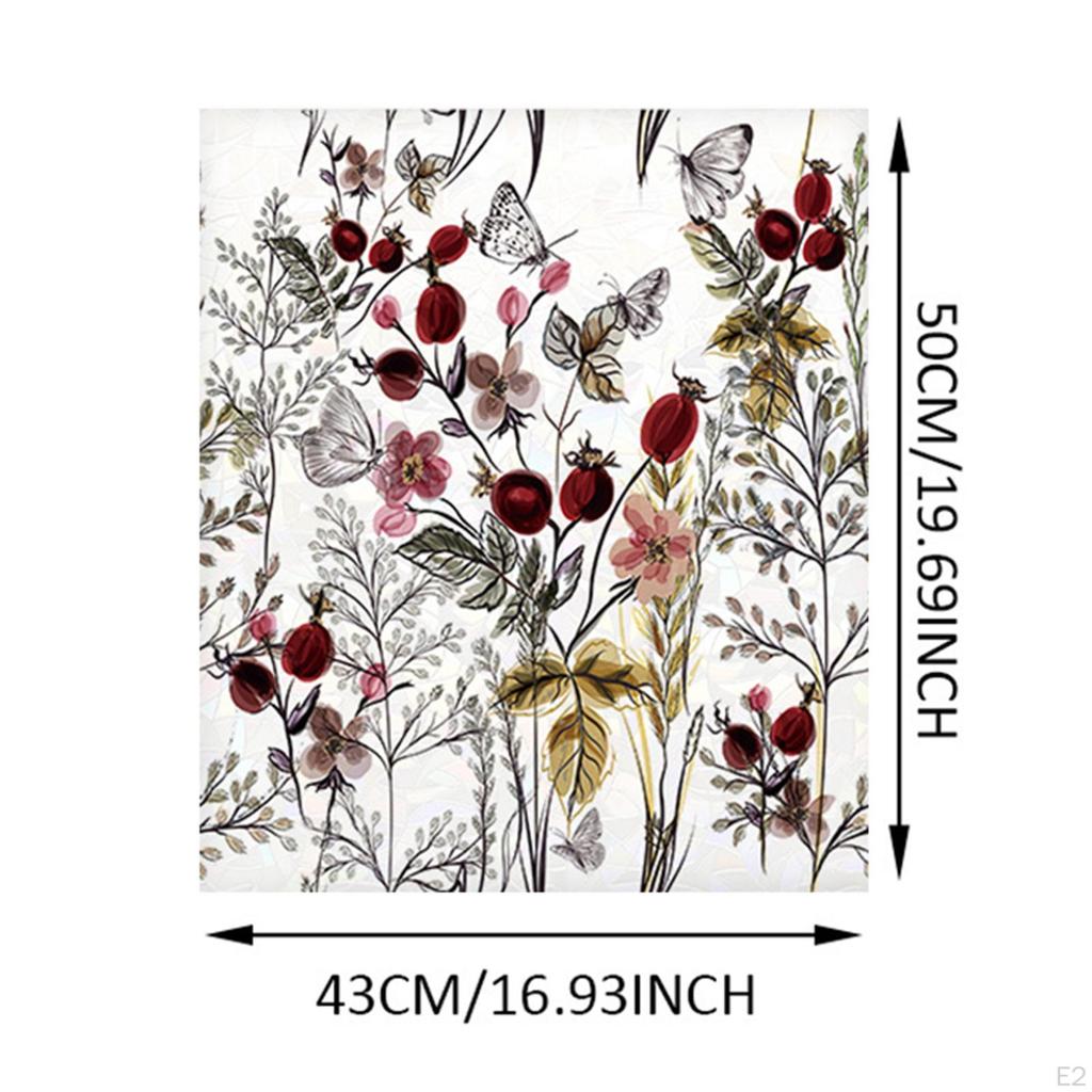 Glass Decals Statics Cling Room Floral Cuttable Bathroom 43cmx50cm Reusable Heat Blocking Window