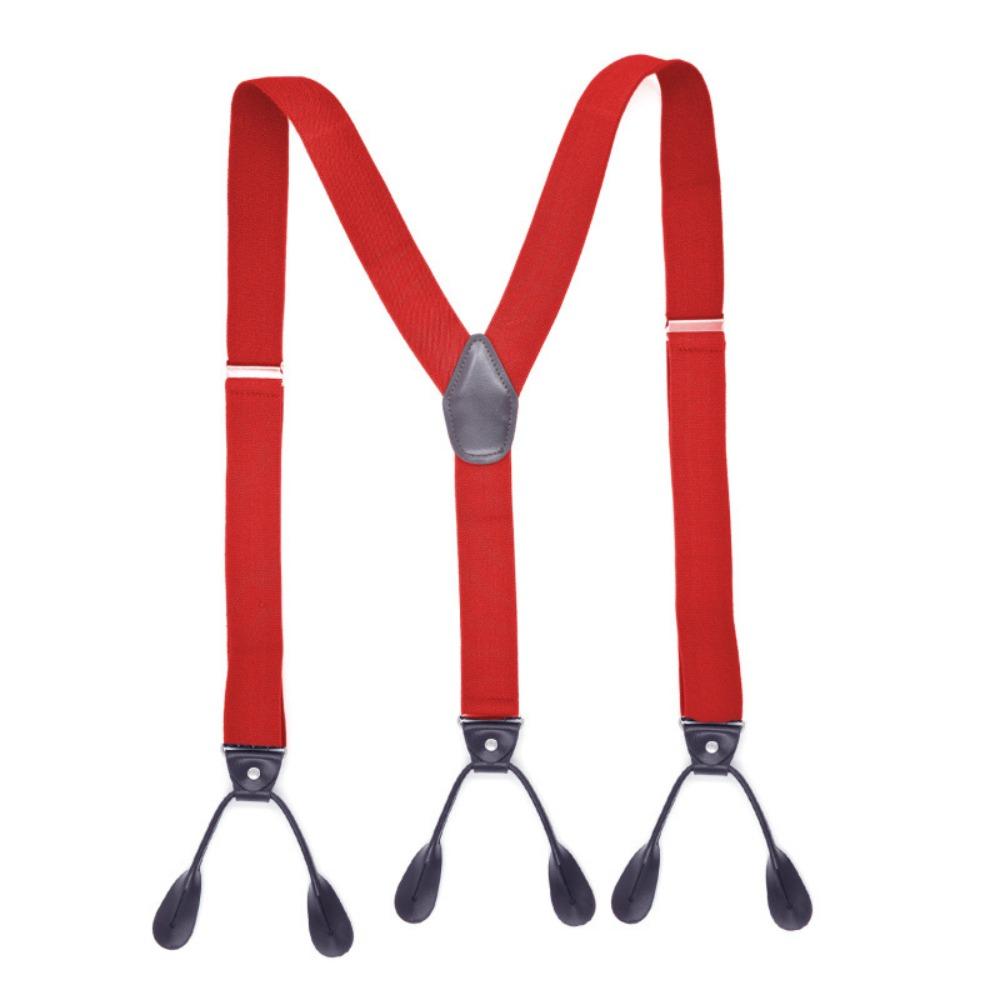 Leather Trimmed Vintage Suspenders Button End Y Back Suspenders Button End Suspenders  Party