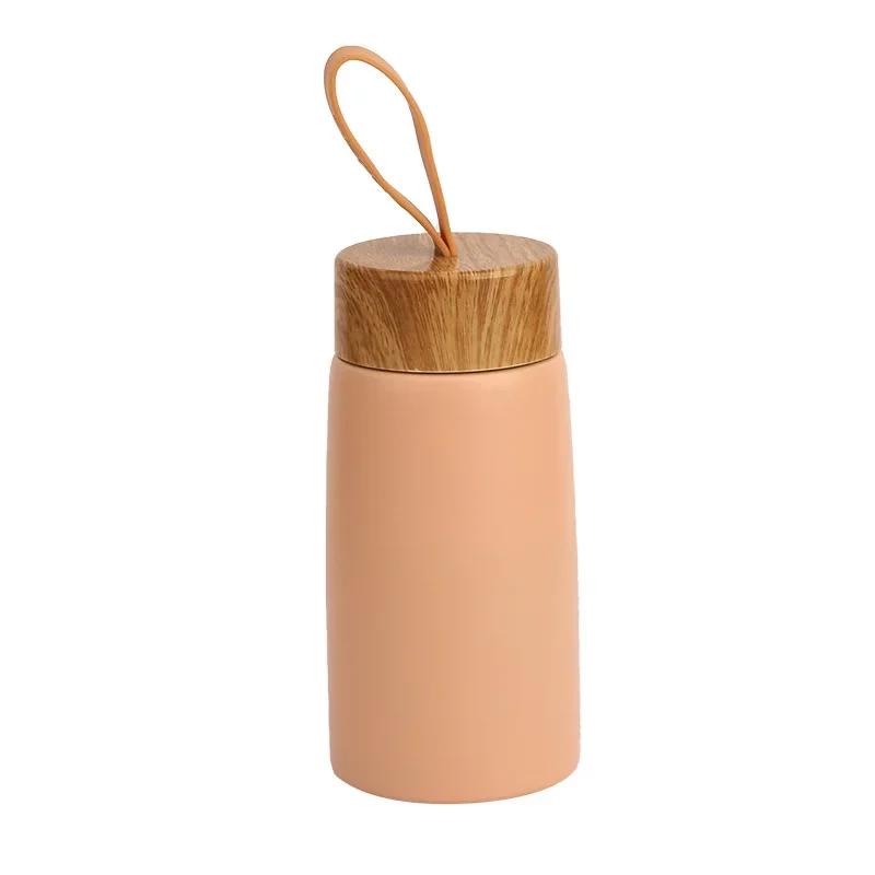 280ML Wood Grain Stainless Steel Water Bottle Vacuum Flask Thermal Large-capacity Portable Cups Long-term Thermal Insulation Mug