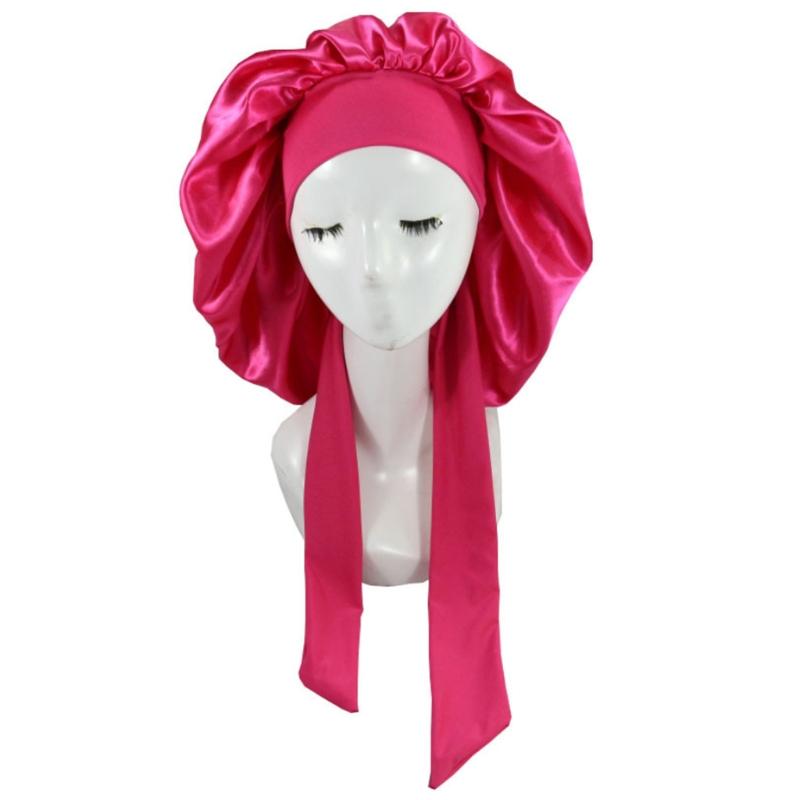 Girls Four Seasons Polyester Satin Sleeping Cap for Women,Silky Bonnet Sleep Hat for Head Wrap Night Elastic Band Headsc