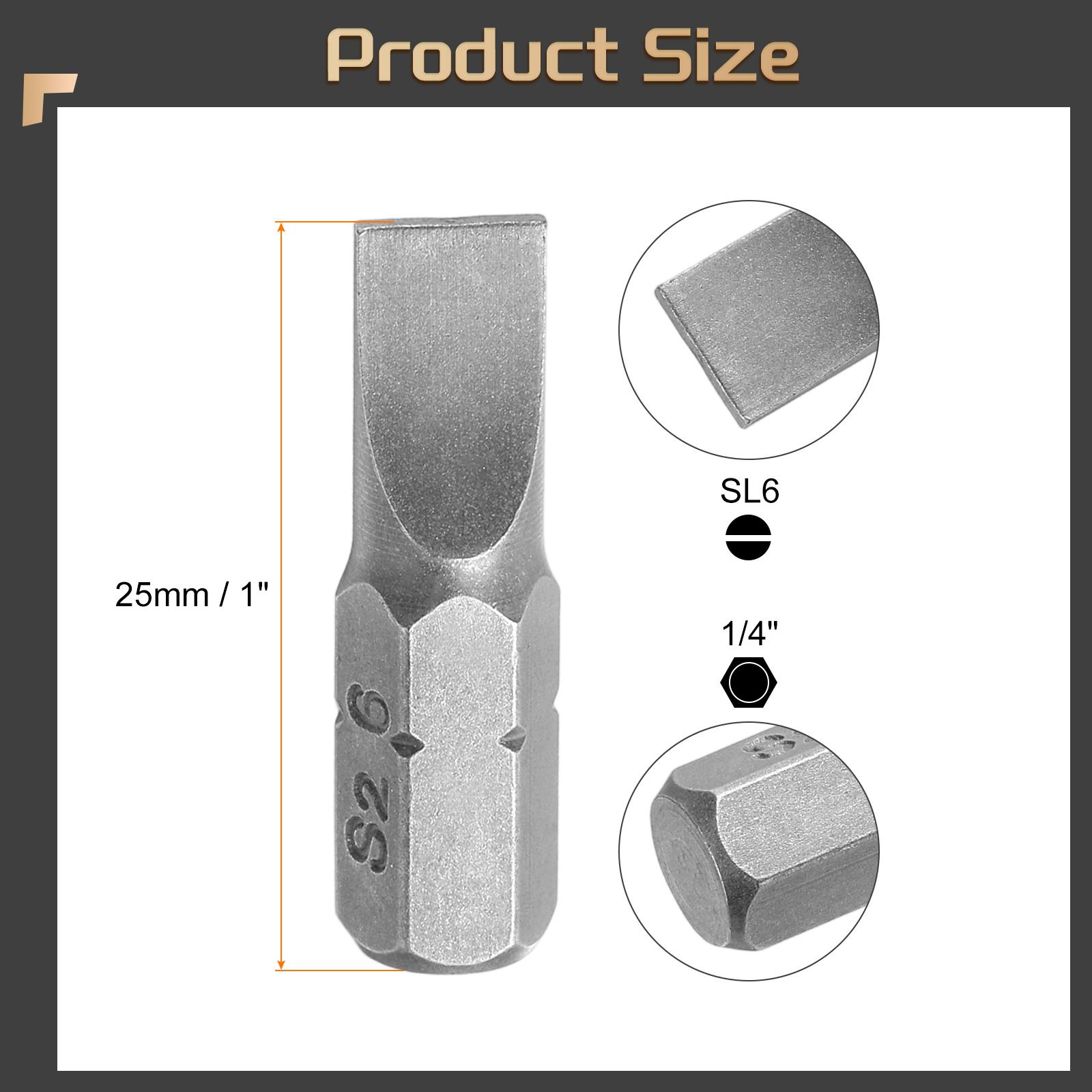 

2/5/10pcs Flat Head Screwdriver Bit 1/4 Hex Shank SL3/SL4/SL5/SL6 Head 1 Length S2 Steel Slotted Screw Driver Drill Bits 2pcs