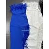 Export Single Catwalk Fashionable Cocktail Party Bandage High Slit Tube Top Feather Edge High Waist Sexy Slim Hip Dress