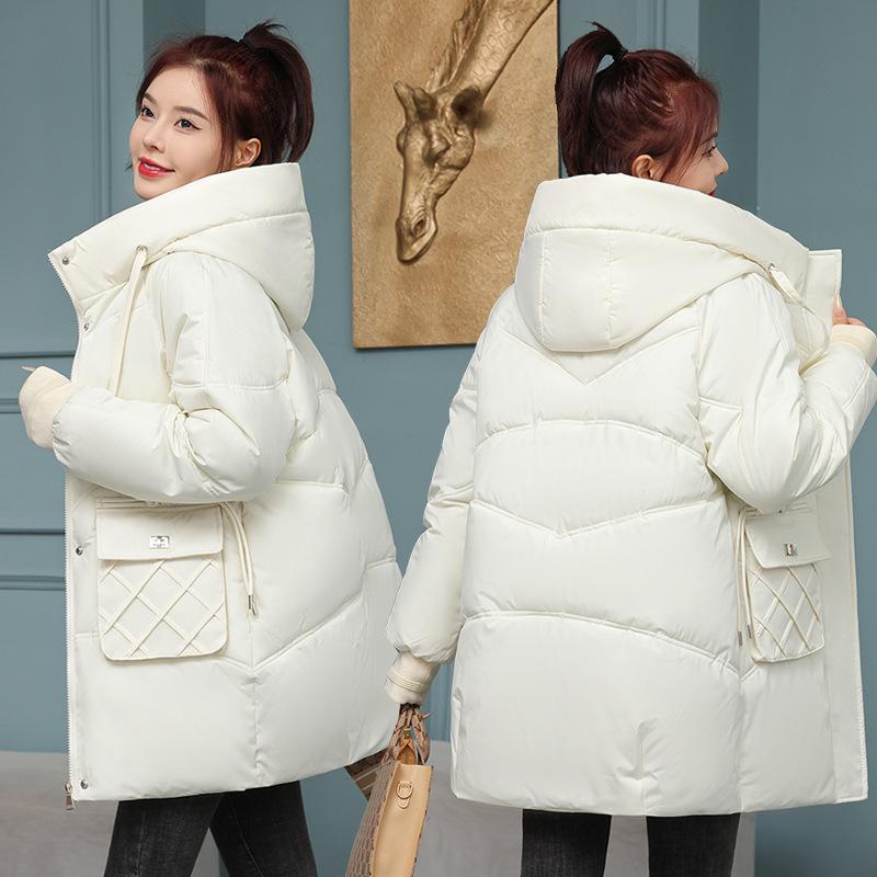 New Year's New Down Jacket Women's Short Style Thickened Hooded Bread Coat Winter Warm All-match Coat