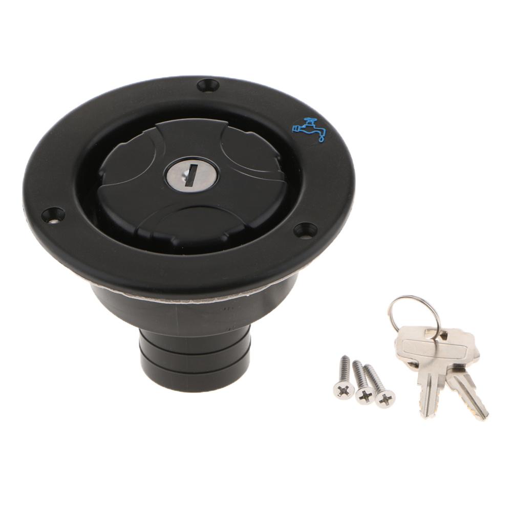 

Fuel Tank Gas Lid Filler w/ 2 Keys For Caravan Camper RV Trailer Motorhome Black