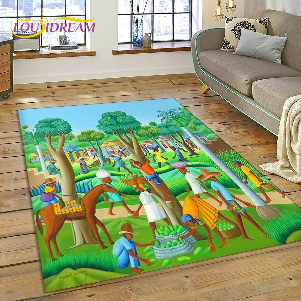 Cartoon Africa Ethiopian Custom Painting Art Carpet Rug for Bedroom Living Room Home Sofa Decoration,kids Large Decor Floor Mat