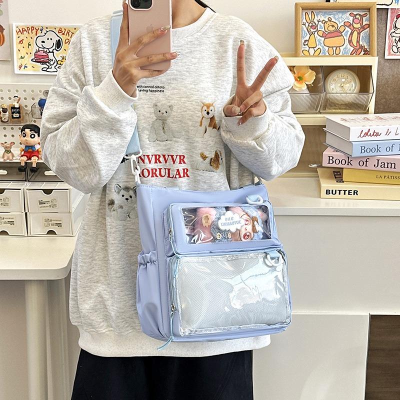 Large-capacity Casual Transparent Tote Bag, Student Class Handbag, Beautiful Solid Color Single Shoulder Underarm Messenger Bag