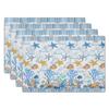 Watercolor Floral Placemats Set of 4 Blue Yellow Poppy Flowers Washable Non-Slip Heat Resistant 12×18 Inch Spring Summer Seasonal Linen Fabric Table M