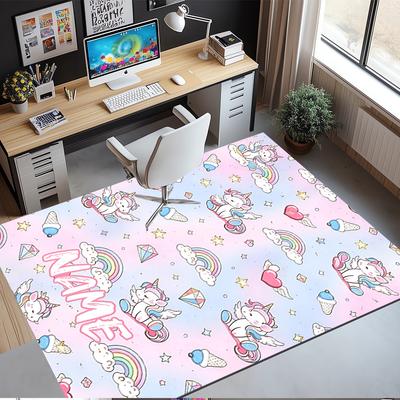 Custom Name Unicorn Printed Carpet,Rug for Office Chair Living Room Bedroom Kitchen Room Decor Gifts.