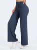 Pantaloni da Yoga a Gamba Larga Snellenti in Nylon Taglie Forti con Vita Incrociata e Sollevamento Glutei