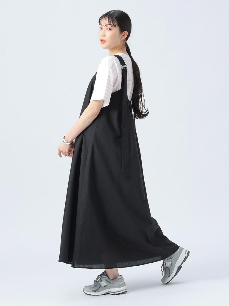 Beams Heart Kang Long Dress One Size Women's O/D OP25S, Black,