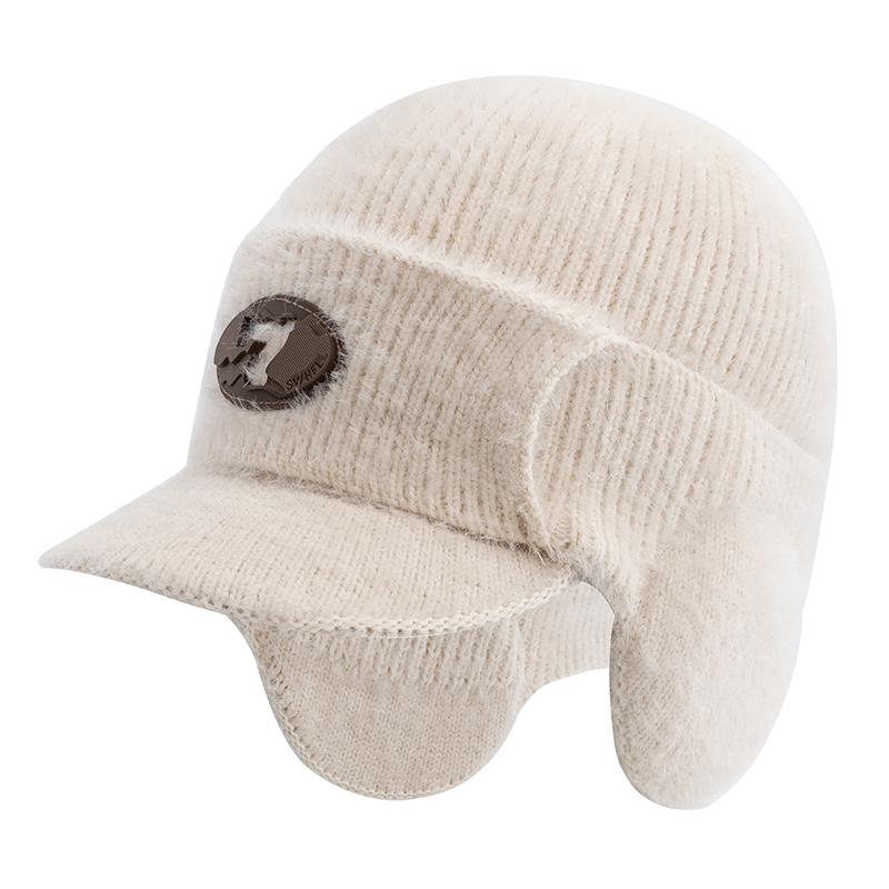 

Новые Унисекс Зимние Шляпы Денди Меховая Шапка С Ушками Повседневные Шапки Бини Для Мужчин Женщин Для Улицы Сохраняют Уши В Тепле Вязаная Шапка 56cm-60cm бежевый