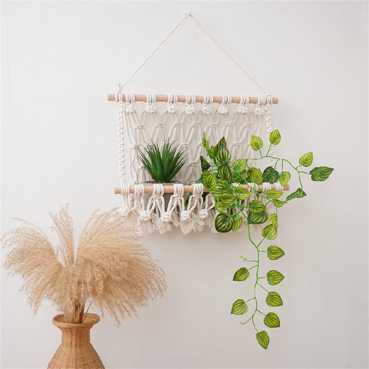Sturdy Handcrafted Cotton Rope Hangings Book Shelf Storage Rack for Small Items