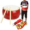 Japansk Taiko Trommesett med Mini Cymbaler, Trommestikker og Halsreim, Kuskinnspolstring, Perfekt for Konserter, Marsjering og Øving