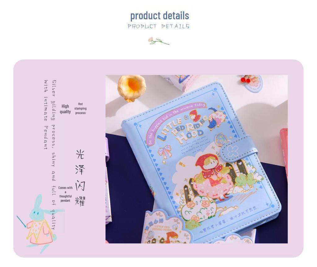 Fuyou B6 PU Magnetic Little Red Riding Hood Journal with Cute Hand-Drawn Illustrations