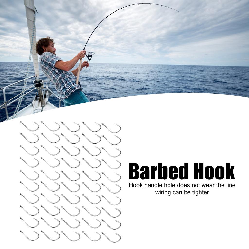 50Pcs Fishing Hook High Carbon Steel Incisive Barbed Carp Fish Hook with Hole for Outdoor Activity