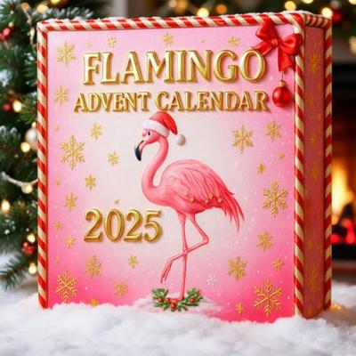 2025 Flamingo Advent Calendar 24 Days Countdown Calendar with Acrylic Flamingo Ornaments Pink Tropical Flamingo-Themed Holiday Decoration Flamingo