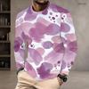 Men Plus Size Round Neck Long Sleeve Printed White T Shirt Casual Pullover