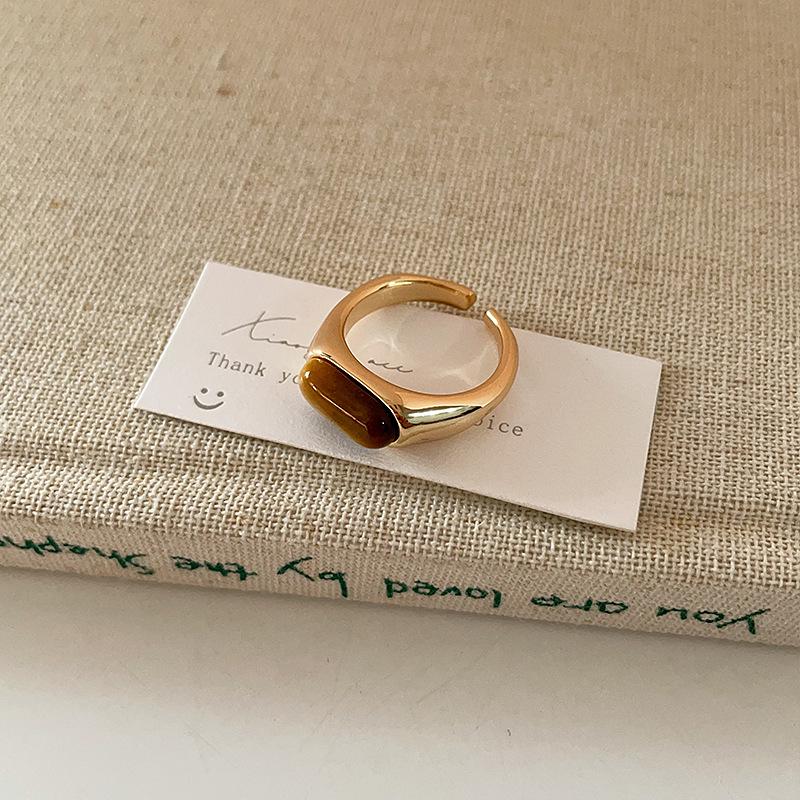 Elegant Tiger's Eye Wheat Ear Open Ring for Women