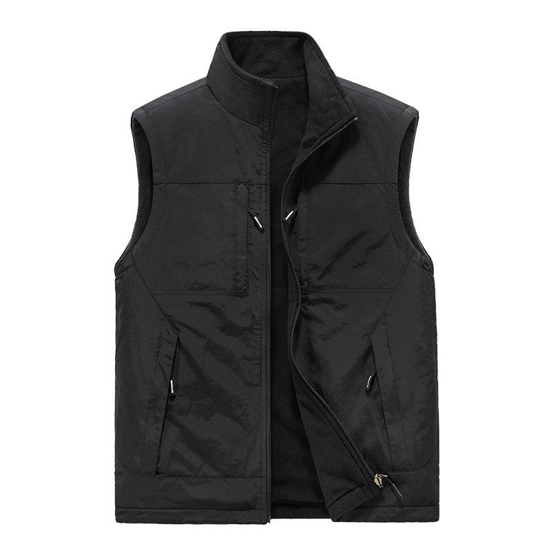 

Мужской новый двухсторонний жилет для осени и зимы, плюс бархат, теплый и ветрозащитный жилет, жилет из флиса для людей среднего и старшего возраста, модный 5XL