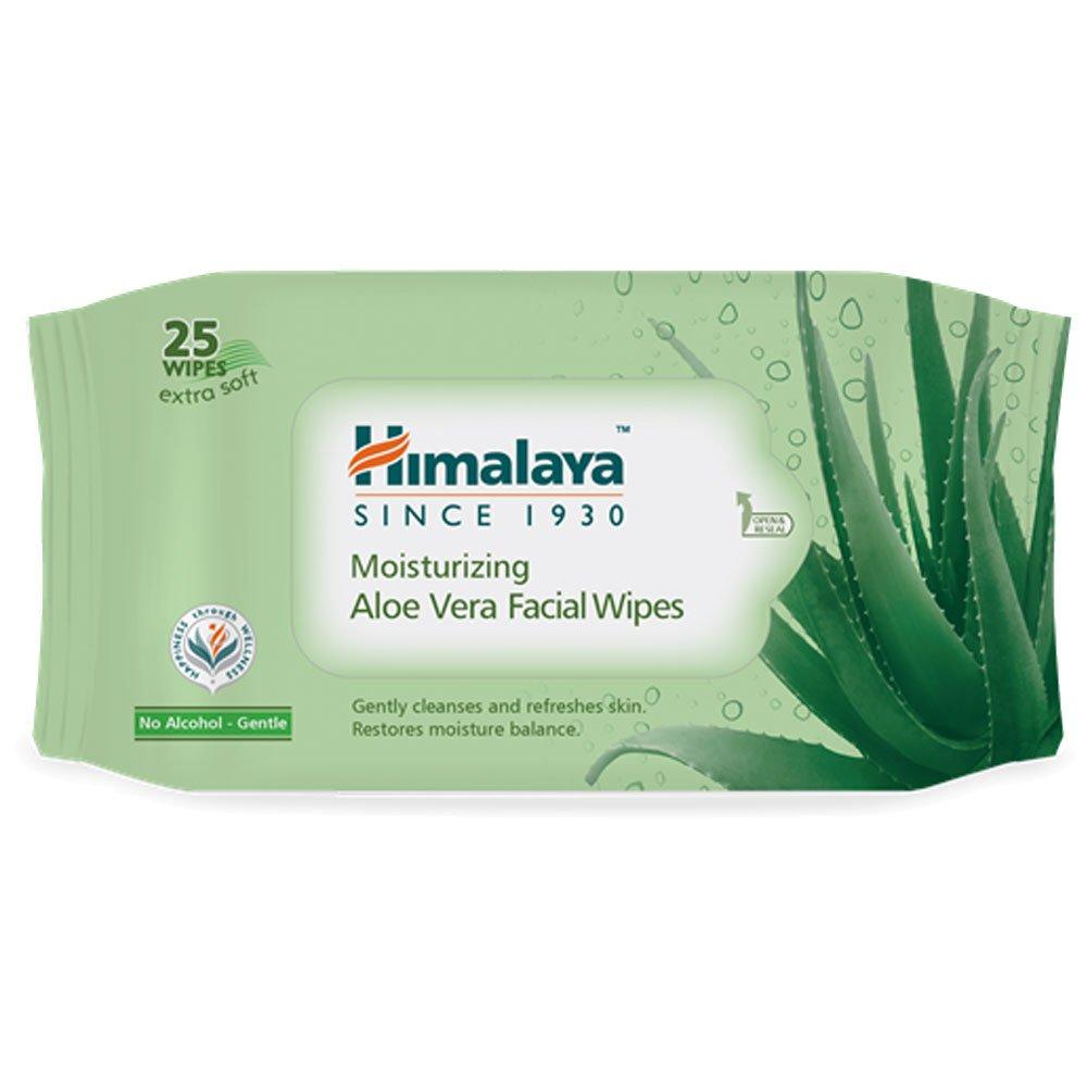 Himalaya Aloe Vera Facial Wipes 25 Count Moisturizing Cleansing Wipes for Soft Glowing Skin Gentle Refreshment